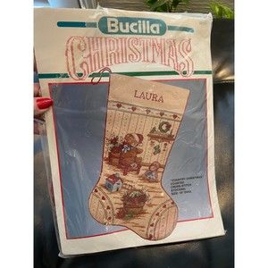 BUCILLA Cross Stitch KIT Christmas Stocking Country Christmas Sewing KIT